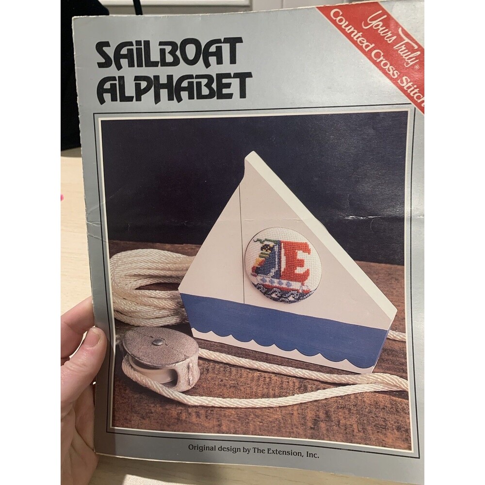 Yours Truly Sailboat Alphabet Cross Stitch Pattern Nautical coastal